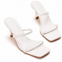 Sandale Talon Femme 7 - 10 cm Blanche avec Lanières Fines