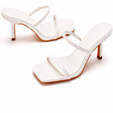 Sandale Talon Femme 7 - 10 cm Blanche avec Lanières Fines