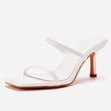 Sandale Talon Femme 7 - 10 cm Blanche avec Lanières Fines