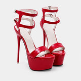 Sandale Talon Haut Femme Ouverte en Simili Cuir