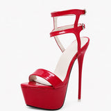 Sandale Talon Haut Femme Ouverte en Simili Cuir