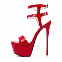 Sandale Talon Haut Femme Ouverte en Simili Cuir