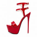 Sandale Talon Haut Femme Ouverte en Simili Cuir