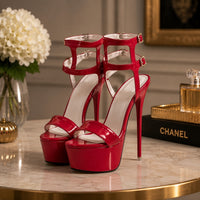 Sandale Talon Haut Femme Ouverte en Simili Cuir