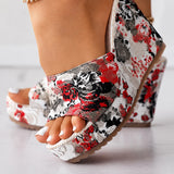 Sandale Talon Haut Femme avec Motifs Floraux