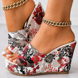 Sandale Talon Haut Femme avec Motifs Floraux