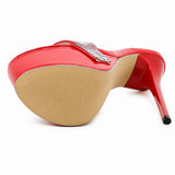 Sandale Talon Haut Femme avec Strass sur la Lanière