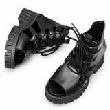 Sandale Talon Plateforme Semi-Ouverte avec Lacets