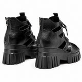 Sandale Talon Plateforme Semi-Ouverte avec Lacets