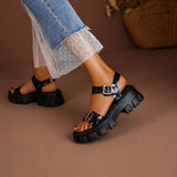Sandale Talon Plateforme avec Double Fermeture à Boucle