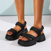 Sandale Talon Plateforme avec Fermeture Élastique
