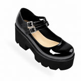 Sandale Talon Plateforme en Simili Cuir Verni