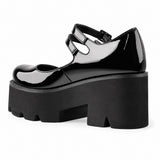 Sandale Talon Plateforme en Simili Cuir Verni