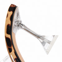 Sandale Talon Transparent avec Imprimé Léopard