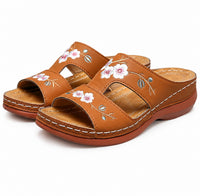 Sandale Tong Femme Décontractée Avec Broderie Fleurie Chic
