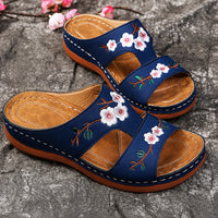 Sandale Tong Femme Décontractée Avec Broderie Fleurie Chic