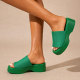 Sandale Verte Style Claquette avec Semelle Épaisse