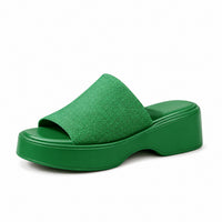Sandale Verte Style Claquette avec Semelle Épaisse
