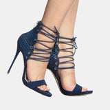 Sandale Bleu Marine Élégante à Talon et Fermeture à Zipper