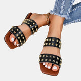Sandale Femme Cloutée avec Deux Lanières