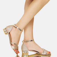 Sandale Femme Mariage Dorée et Luxueuse, sandales dorées pour femme, sandale dorée