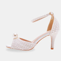 Sandale Femme Mariage à Talon avec des Perles