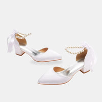 Sandale Femme Mariage avec Nœud et Perles