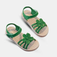 Sandale Fille avec Fleur Verte Mignonne