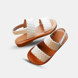 Sandale Fille avec Lanières Tressées Beige, petites sandales chics pour fille