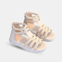 Sandale Fille avec Lanières Tressées Élégantes, couleur blanche