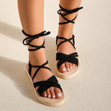 Sandale Gladiator Élégante à Lacets Noirs
