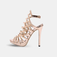 Sandale Gladiator à Talon Haut avec Lanières Croisées, sandales à talons dorées