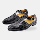 Sandale Homme de Style Crocodile en Cuir