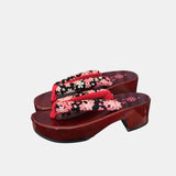 Sandale Japonaise Style Tong avec Imprimé Floral