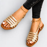 Sandale Nue Pied Femme Style Gladiateur, avec lanières multiples, bride arrière, bout ouvert et design élégant pour l'été