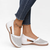 Sandale Orthopédique Femme Compensée et Chic, à bout fermé ajouré, bride arrière élastique, semelle compensée confortable et design respirant