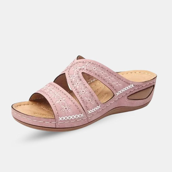 Sandale Orthopédique Femme Compensée Style Vintage rose, sandales orthopédiques rose