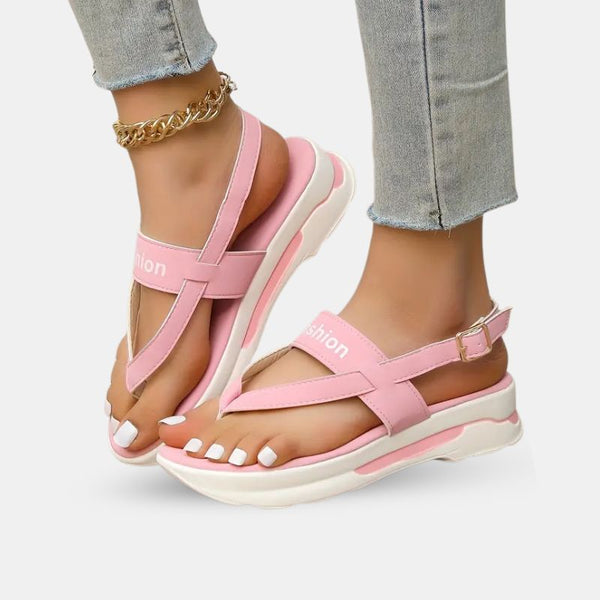 Sandale Plateforme Femme avec Boucle Dorée sur le Côté, sandales plateforme rose