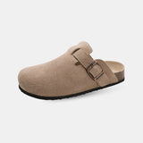 Sandale Sabot Femme Effet Daim avec Boucle sur le Côté, sabot femme