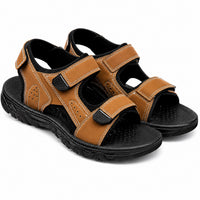 Sandale Sport Homme Style Moderne à Scratch marron et noire, avec triple fermeture à scratch, semelle antidérapante confortable et design respirant pour un usage quotidien