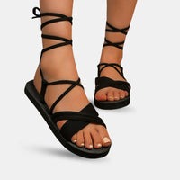 Sandale Style Noire à Lacets Montants, sandales stylées noires