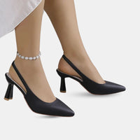 Sandale Talon Femme 5 - 7 cm Noire au Design Ouvert, sandales escarpins noires