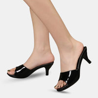 Sandale Talon Femme 5 - 7 cm Sexy et Ouverte, sandale à enfiler noire