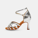 Sandale Talon Haut Femme Design avec Lanières, sandales dorées à petit talon