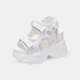 Sandale Talon Plateforme Ouverte avec Scratchs, sandale plateforme blanc