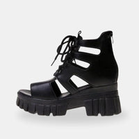 Sandale Talon Plateforme Semi-Ouverte avec Lacets