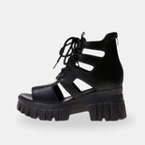 Sandale Talon Plateforme Semi-Ouverte avec Lacets