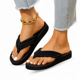 Sandale Tong Femme Légère avec Semelle Épaisse noire, à bride entre-doigts rembourrée, plateforme confortable et design moderne