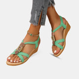 Sandale Verte Femme avec Bande Élastique, sandales vertes pour femme
