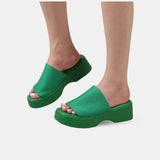 Sandale Verte Style Claquette avec Semelle Épaisse, sandales plateforme verte